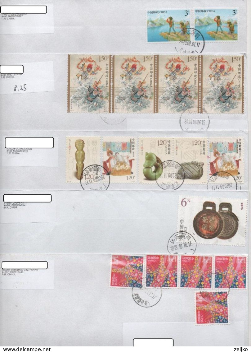 China, 5 Airmailed Letters - Briefe U. Dokumente
