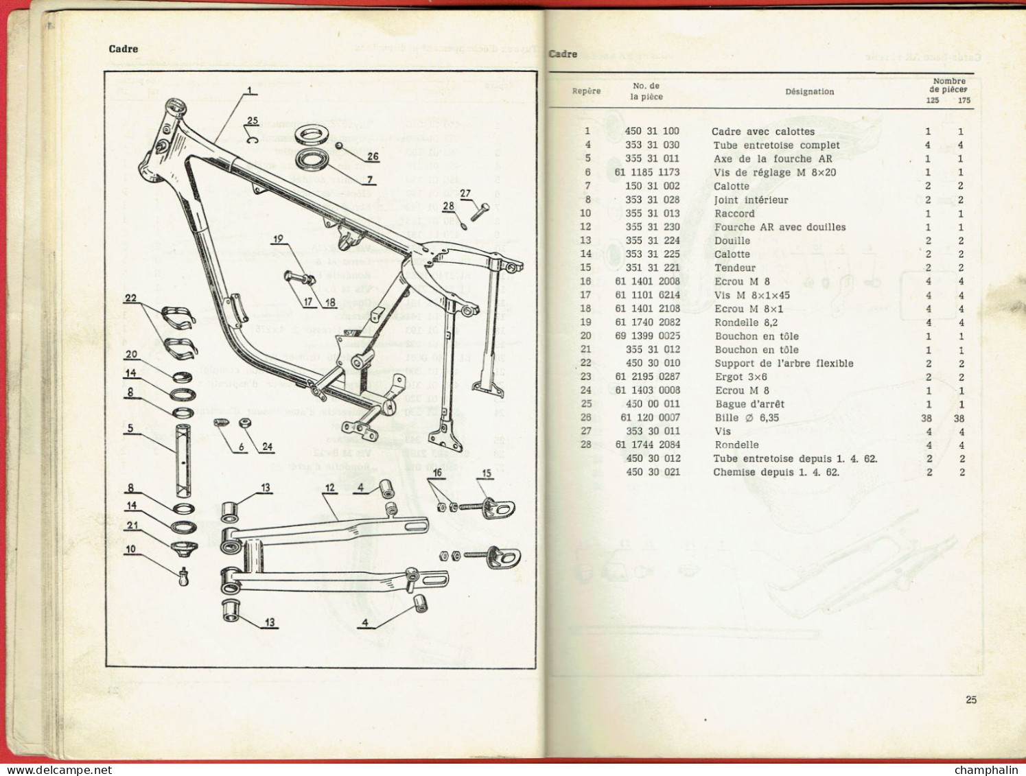 Catalogue Des Pièces De Rechange Pour Les Motocyclettes CZ - 125ccm Type 453 - 175ccm Type 450 - 250ccm Type 455 - 1962 - Motorfietsen