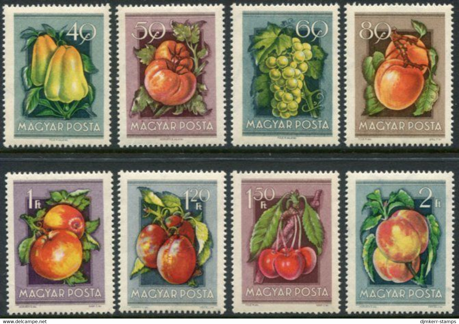 HUNGARY 1954 Agricultural Exhibition: Fruit MNH / **.  Michel 1387-94 - Unused Stamps