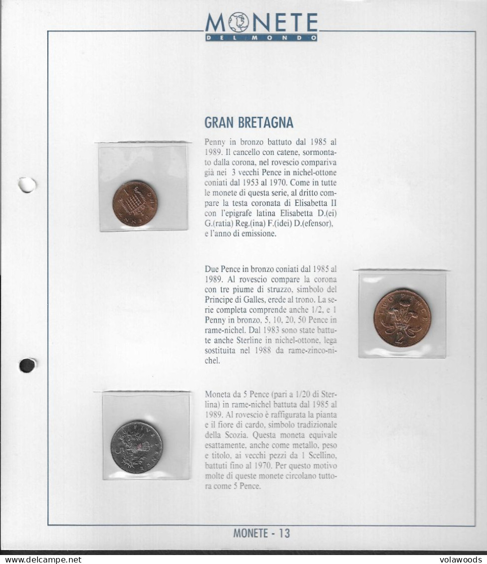 Gran Bretagna - Monete Del Mondo - Fascicolo 13: 1; 2 Cents UNC 1989; 5 Cents UNC 1988 - Autres & Non Classés