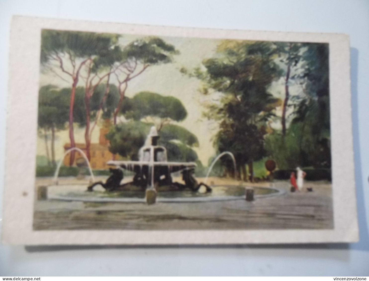 Cartolina Illustratore "ROMA Villa Umberto I Fontana Dei Cavalli Marini" - Parchi & Giardini