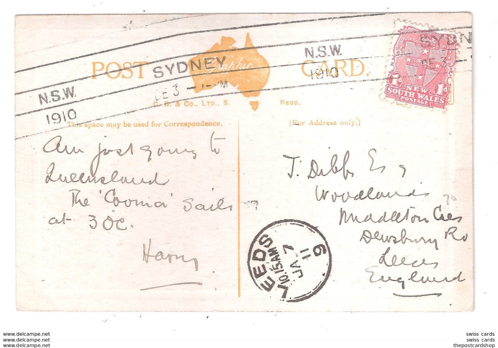 HYDE PARK SYDNEY NSW AUSTRALIA GRAPHIC SERIES USED WITH STAMP 1910 - Sydney