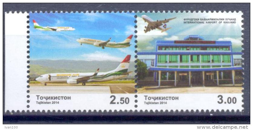 2014. Tajikistan, International Airport Of Khujand, 2v Perforated, Mint/** - Tadschikistan