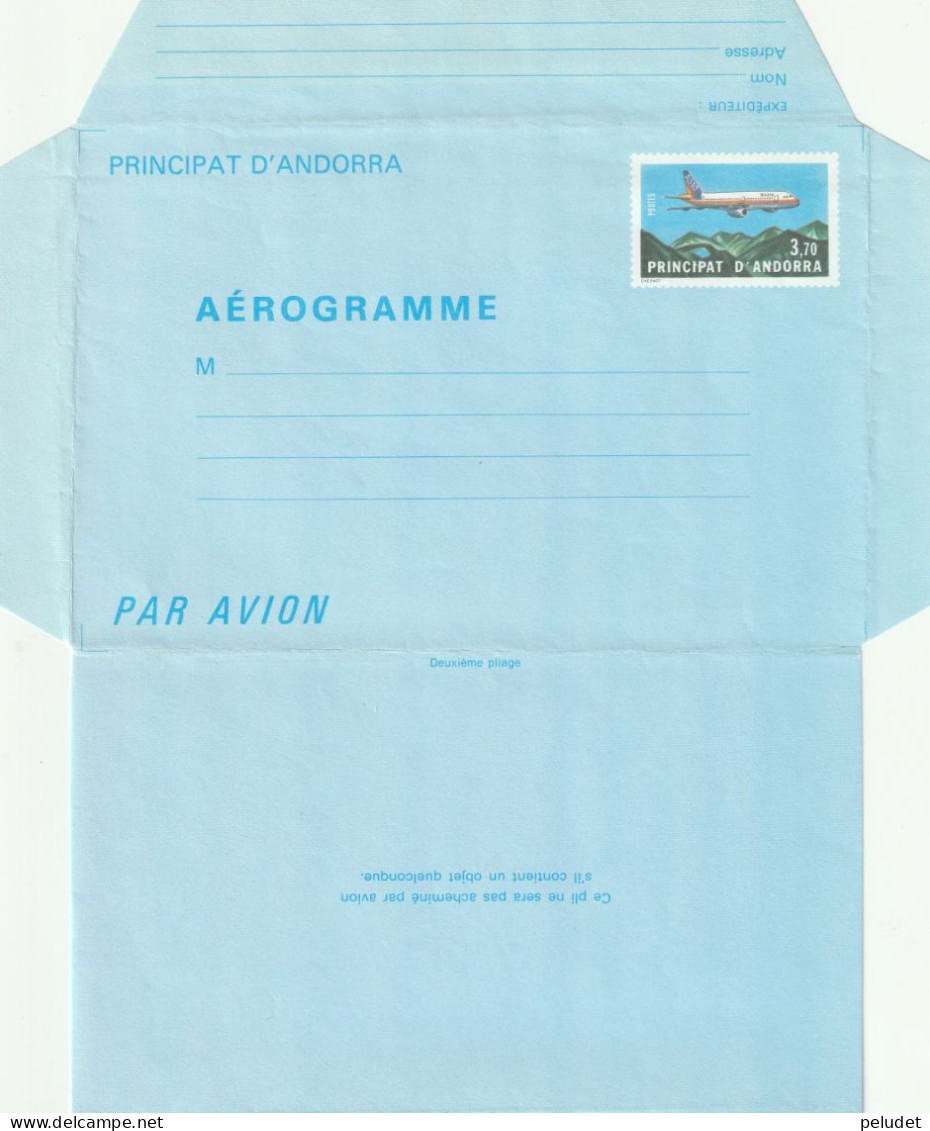 Andorra (France) Andorre (France) 1985 - Aérogramme - Postwaardestukken & Prêts-à-poster