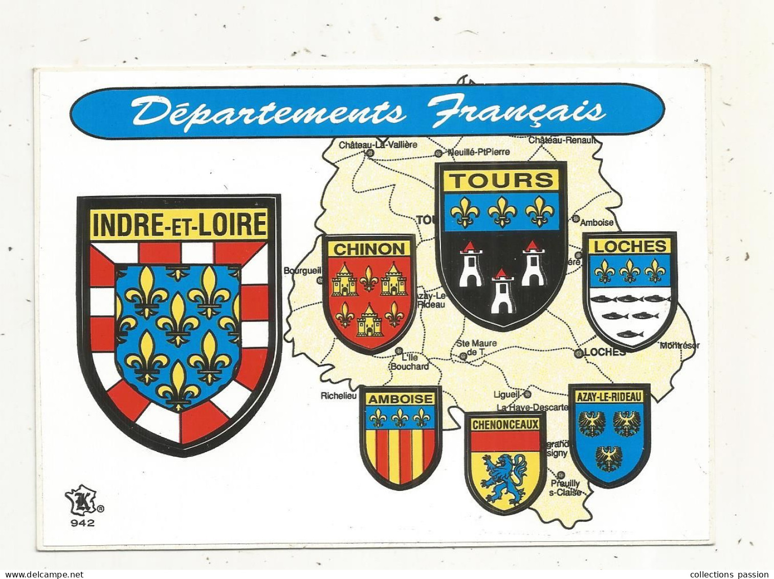 Cp, Carte à Système, Décor Adhésif , Autocollant , Départements Français, INDRE ET LOIRE, Vierge, Tours , Chinon, Loches - Mechanical