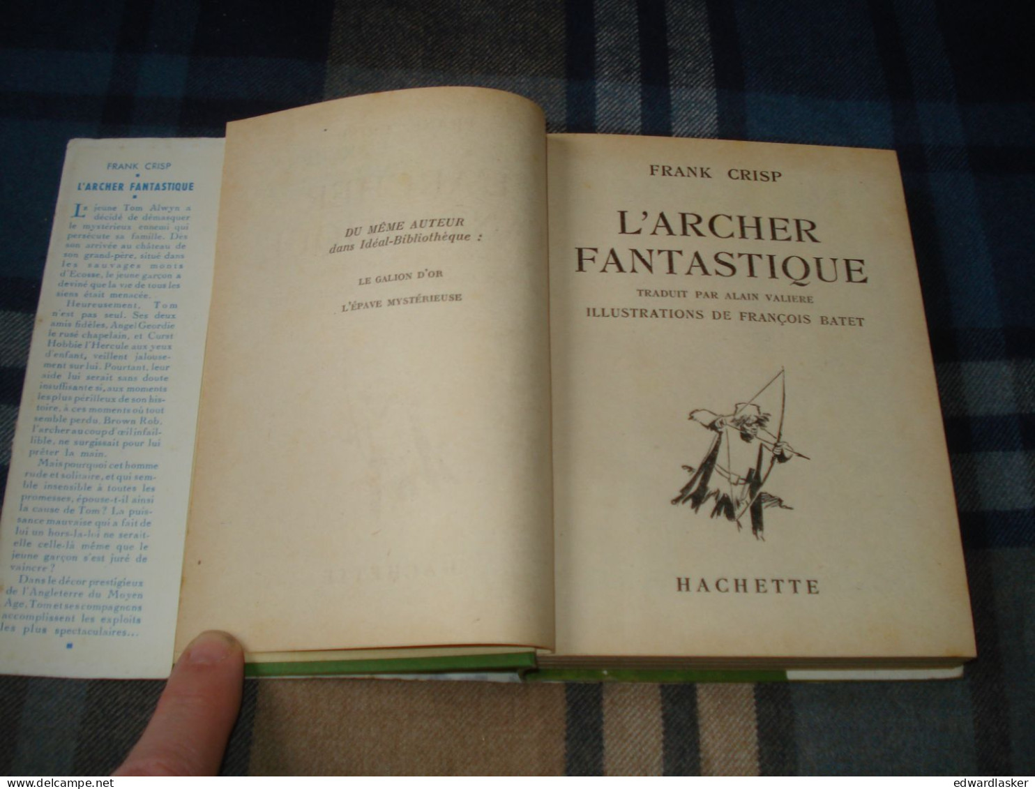 BIBLIOTHEQUE VERTE N°271 : L'Archer Fantastique /Frank Crisp - 1956 Jaquette [2] - Biblioteca Verde