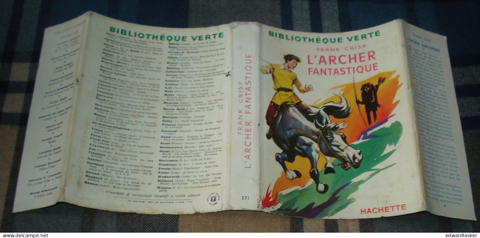 BIBLIOTHEQUE VERTE n°271 : L'Archer fantastique /Frank Crisp - 1956 Jaquette [2]