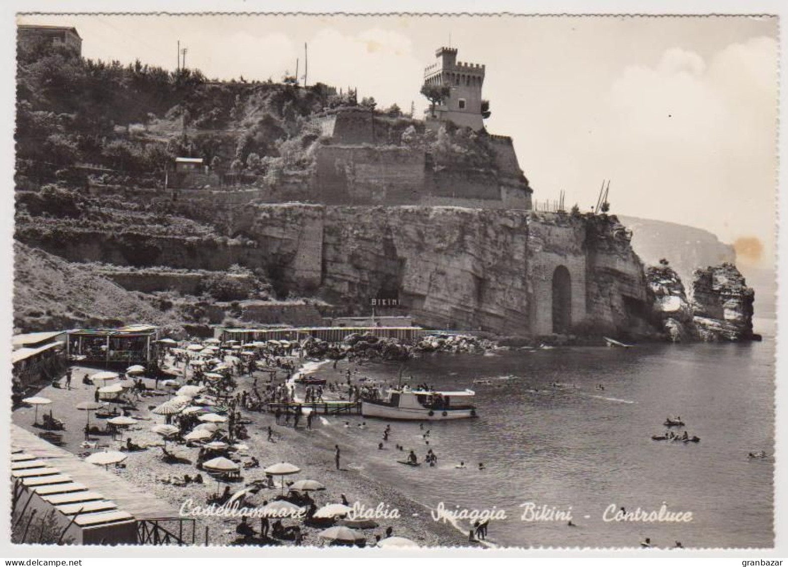 CASTELLAMARE DI STABIA, LA SPIAGGIA BIKINI, B/N, VG 1964, ANIMATA - Castellammare Di Stabia