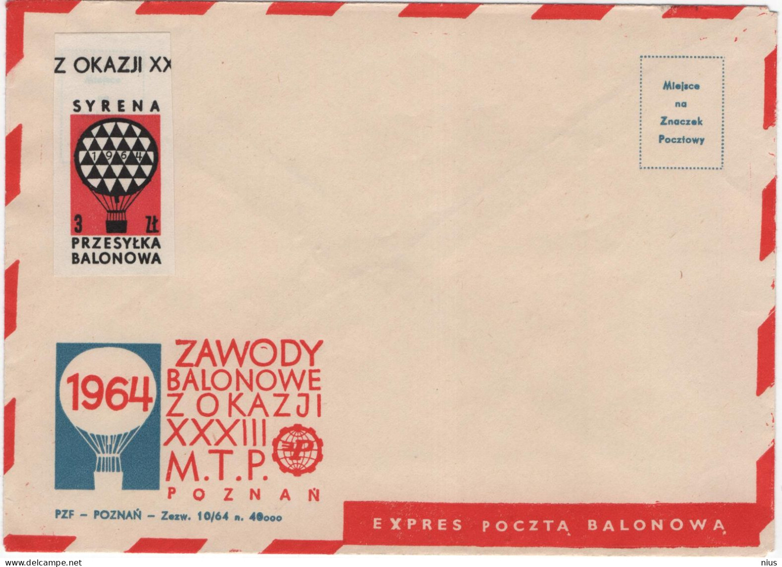 Poland Polska 1964 Balloon, Zawody Balonowe Poznan, Expres Poczta Przesylka Balonowa, Syrena - Booklets