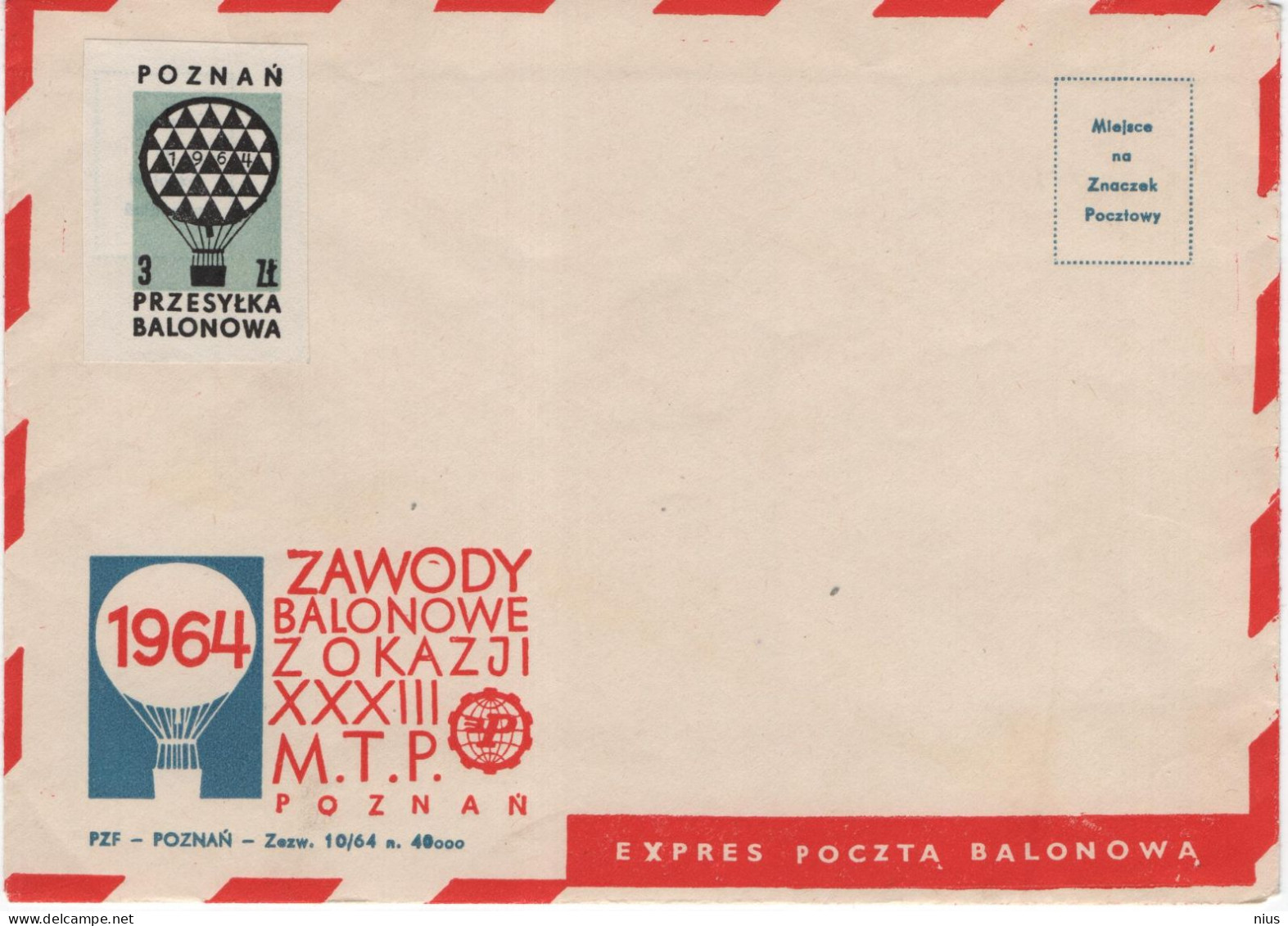 Poland Polska 1964 Balloon, Zawody Balonowe Poznan, Expres Poczta Przesylka Balonowa - Carnets