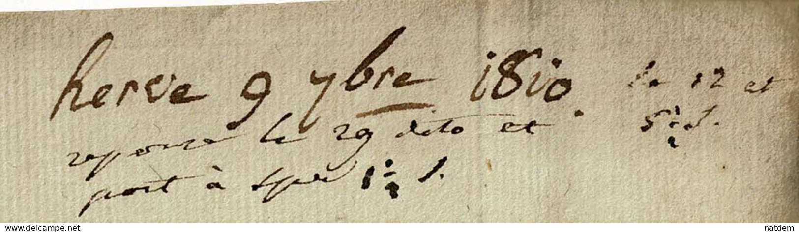 Lac De 1810 De HERVE 96 à Stavelot Par SPA, Port Dû, 2 Marques 6 (5,5) Et 2(1,5), Les Demis Passent Au Supérieur - 1794-1814 (Période Française)