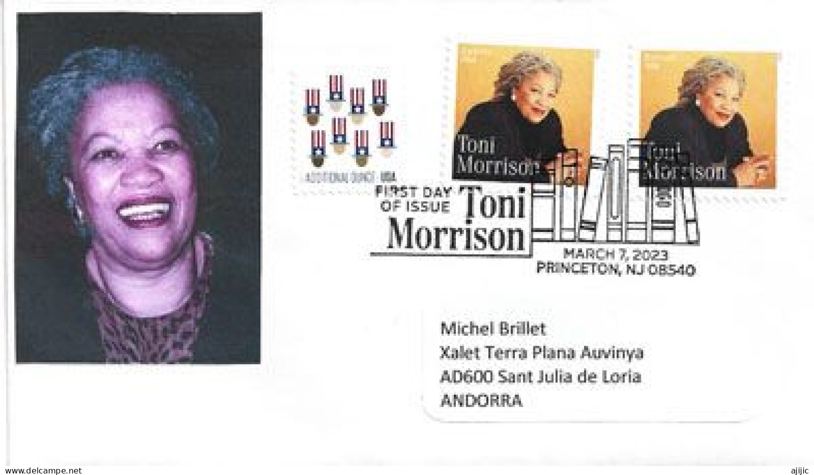 Toni Morrison (Writer - Ecrivain)  FDC 2023 Princeton NJ, Sent To Andorra (Principat) - 2011-...
