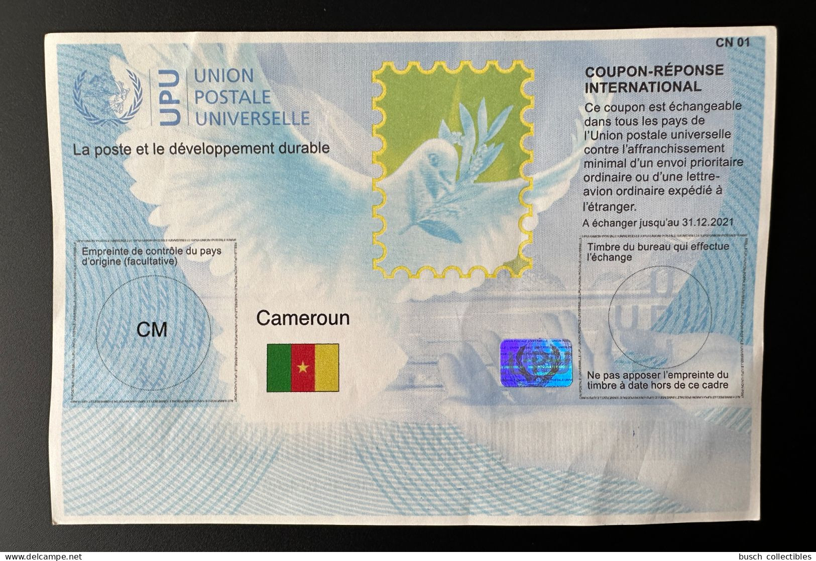 Cameroun UPU Union Postale Universelle La Poste Et Le Développement Durable COUPON-REPONSE INTERNATIONAL IRC IAS CRI - Cameroun (1960-...)
