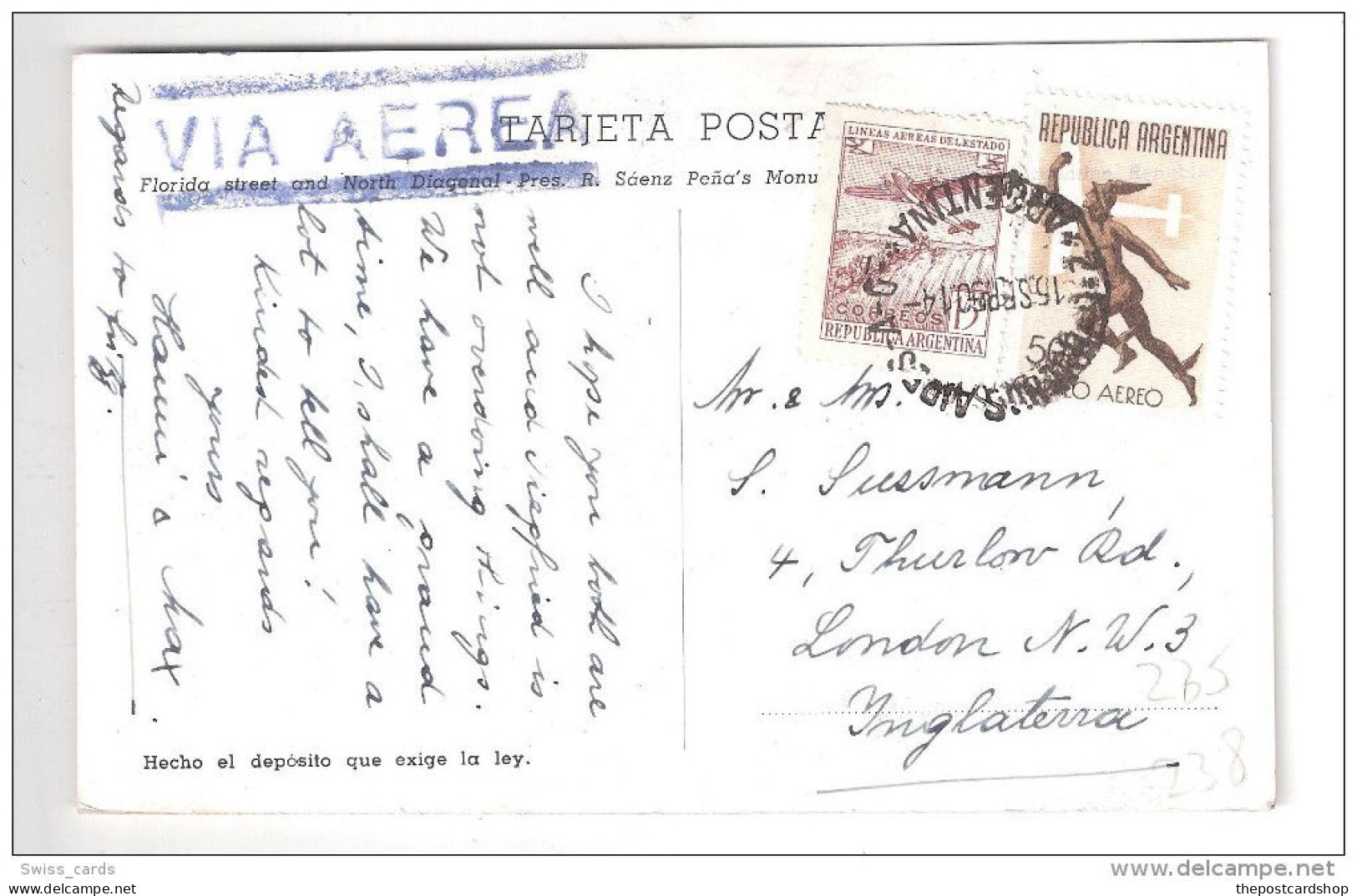 ARGENTINA BUENOS AIRES VISTA PARCIAL & SHIP CIRCULATED TO SCOTLAND USED + STAMP MISS G E BRUCE 34 BELLEVUE TERRACE AYR S - Argentinië