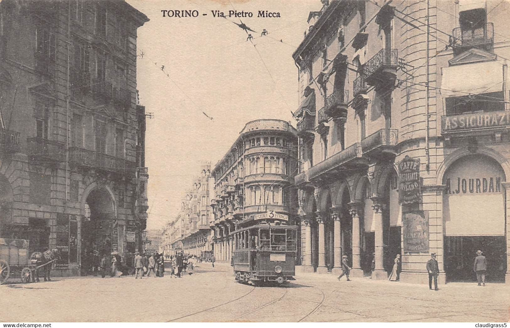 3631 "  TORINO - TRAM 3  IN VIA PIETRO  MICCA  "  ANNO 1913 - Transport