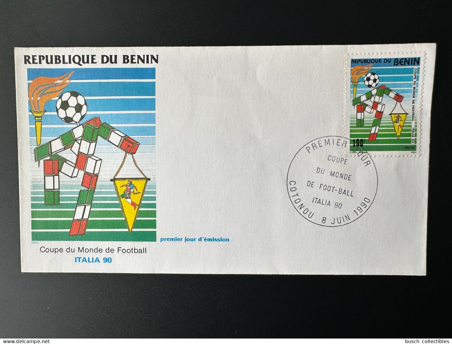 Benin 1990 Mi. 496 FDC 1er Jour FIFA Football World Cup Coupe Du Monde Soccer Fußball Italie Italy Italia - 1990 – Italie