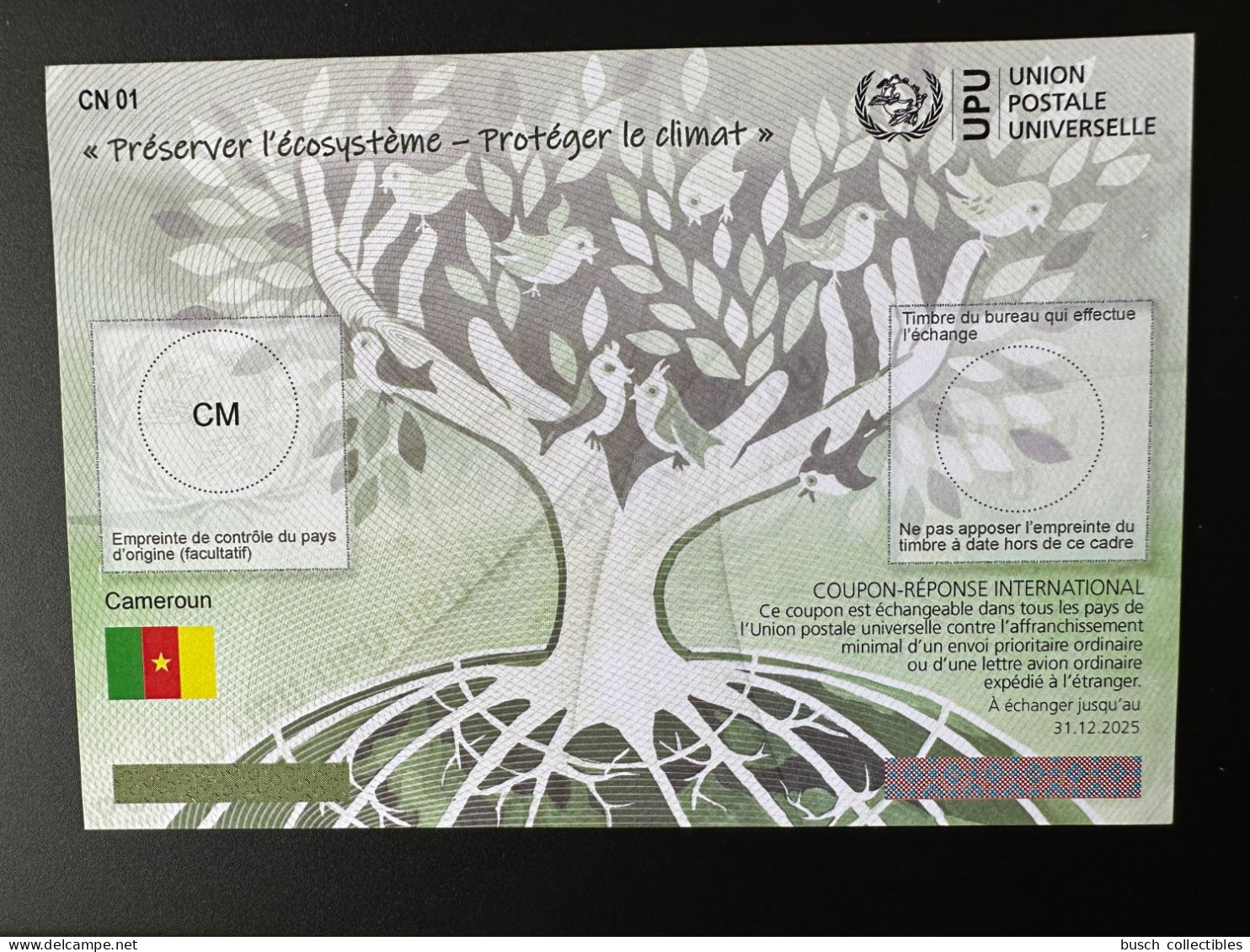 Cameroun UPU Union Postale Universelle Préserver écosystème Protéger Climat COUPON-REPONSE INTERNATIONAL IRC IAS CRI - Kamerun (1960-...)
