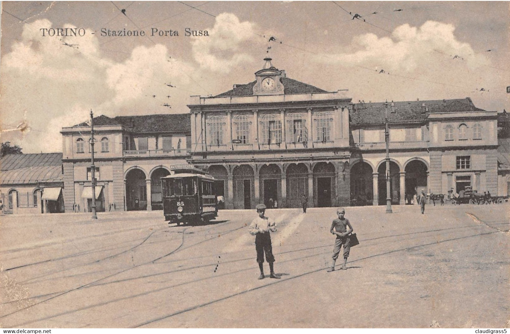 3631 "  TORINO - STAZIONE PORTA SUSA "  TRAM  ANIMATA   "  ANNO 1914 - Transports