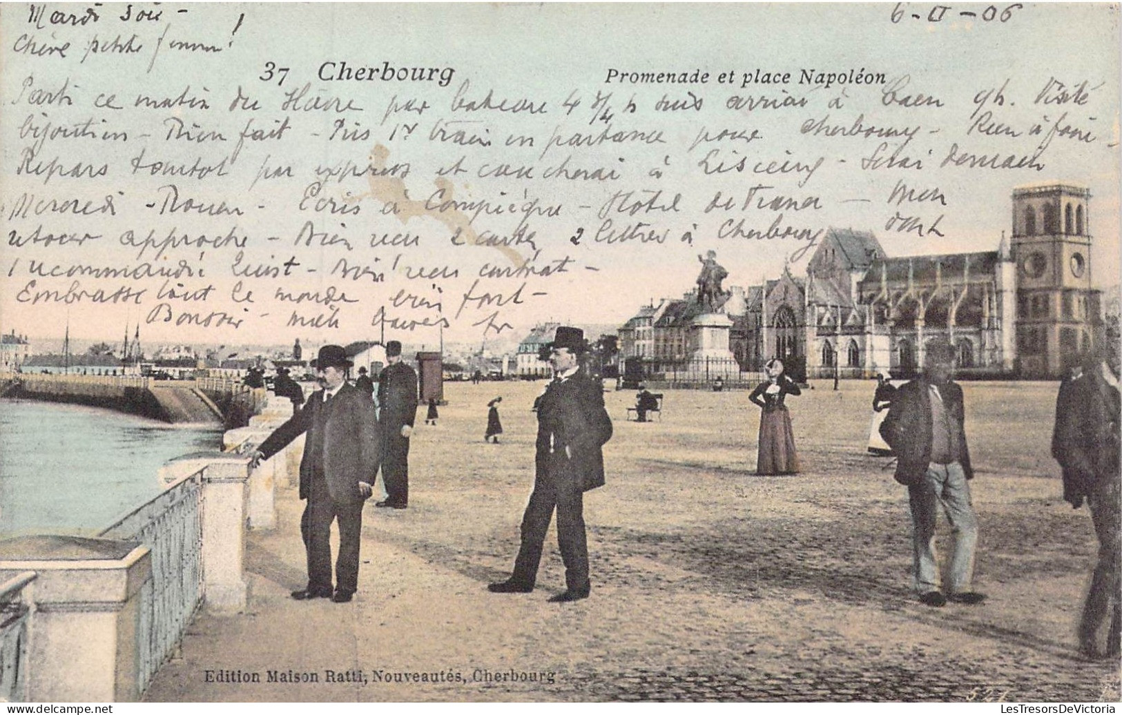 FRANCE - 50 - Cherbourg - Promenade Et Place Napoléon - Carte Postale Ancienne - Cherbourg