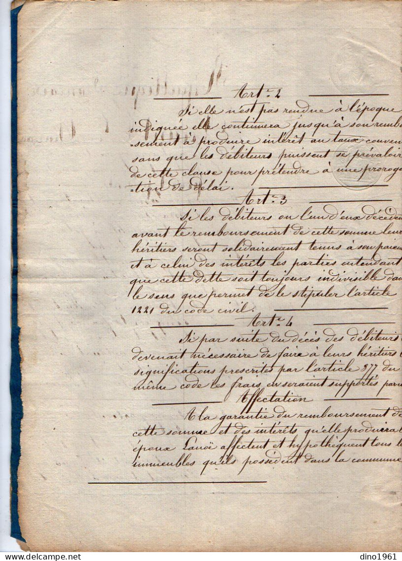 VP21.960 - RAVIGNY - Acte De 1850 - Obligation Par Mr & Mme J. LANOË à LA FERRIERE - BOCHARD à Mr J. RUEL à GANDELAIN - Manuscrits