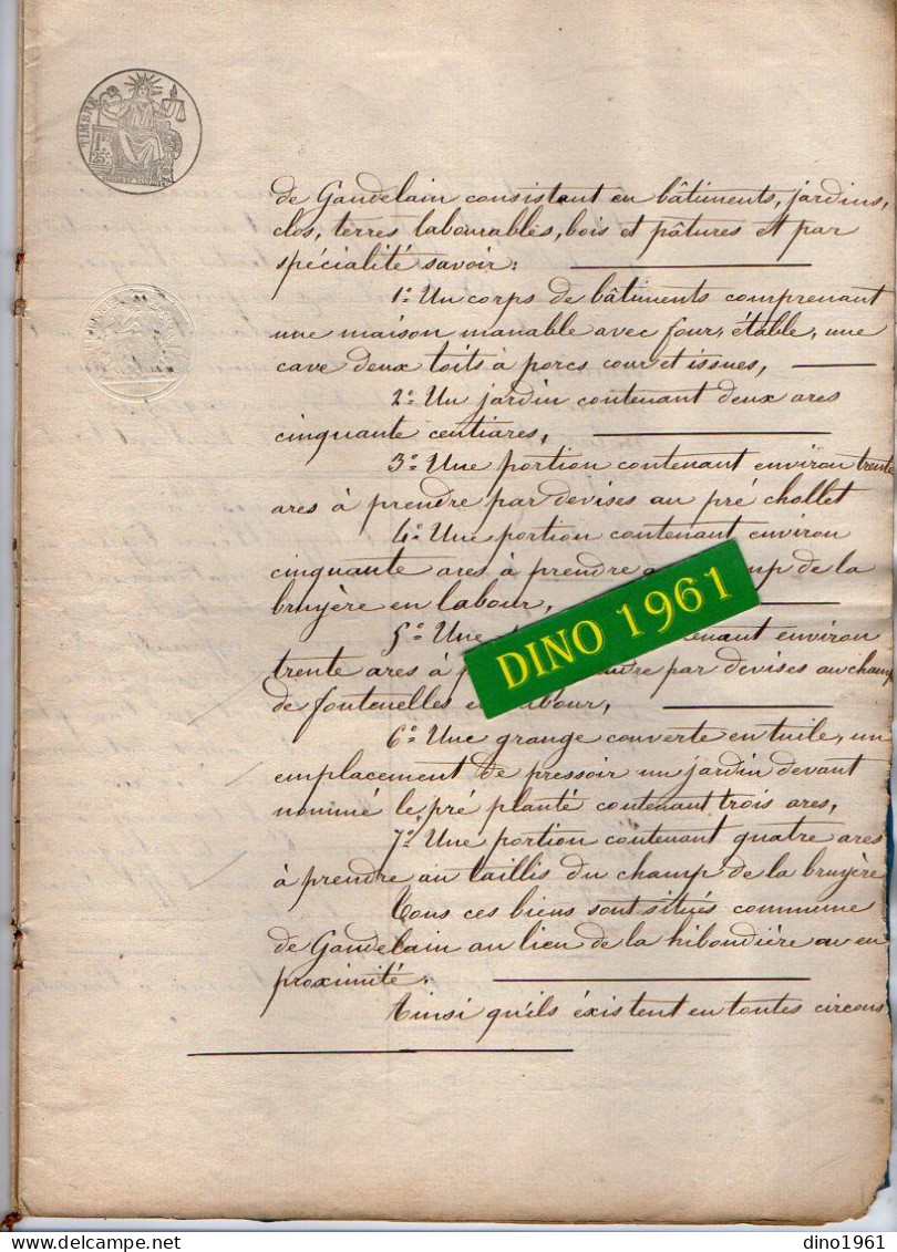 VP21.960 - RAVIGNY - Acte De 1850 - Obligation Par Mr & Mme J. LANOË à LA FERRIERE - BOCHARD à Mr J. RUEL à GANDELAIN - Manuscrits