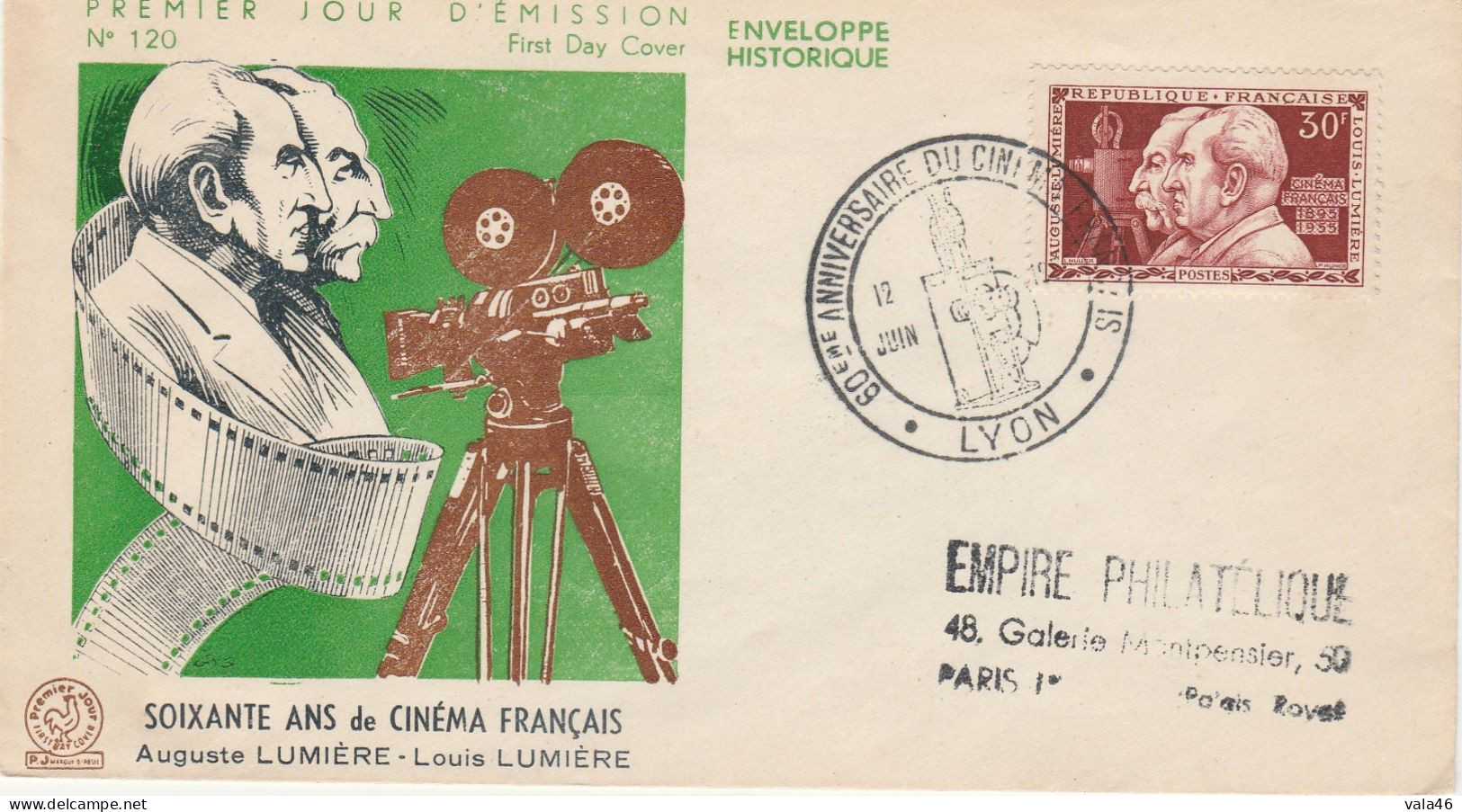 FRERES LUMIERE  1ER JOUR N°1033 CACHET G.F LYON - 1950-1959