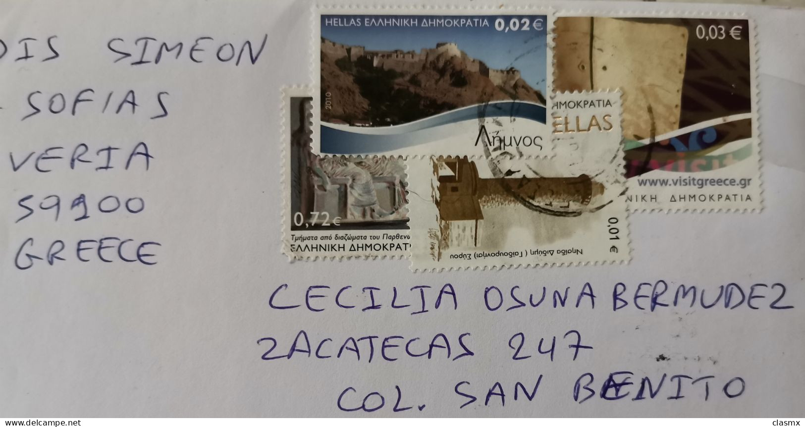 Visit Greece Cover To Mexico Europe Buildings Art Sea Lighthouse Tourism Stamps - Cartas & Documentos