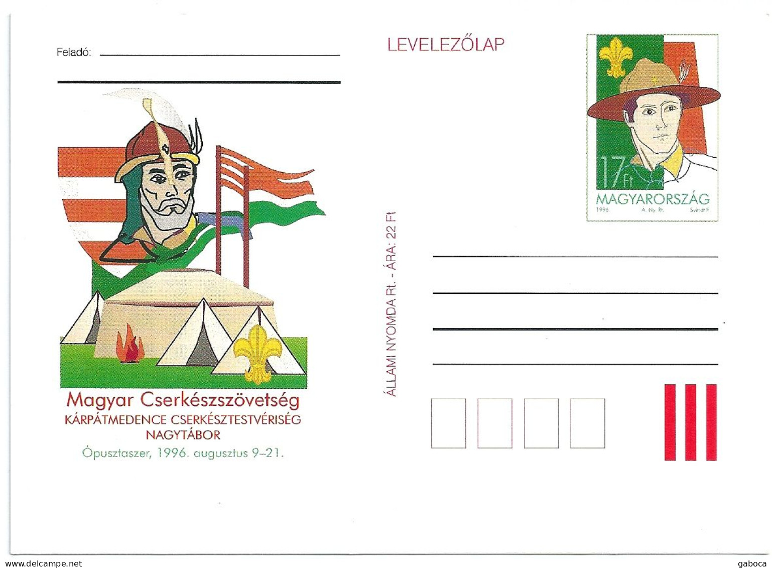 5349c Hungary Unused Postcard 1996 Organization Boy Scouting - Covers & Documents