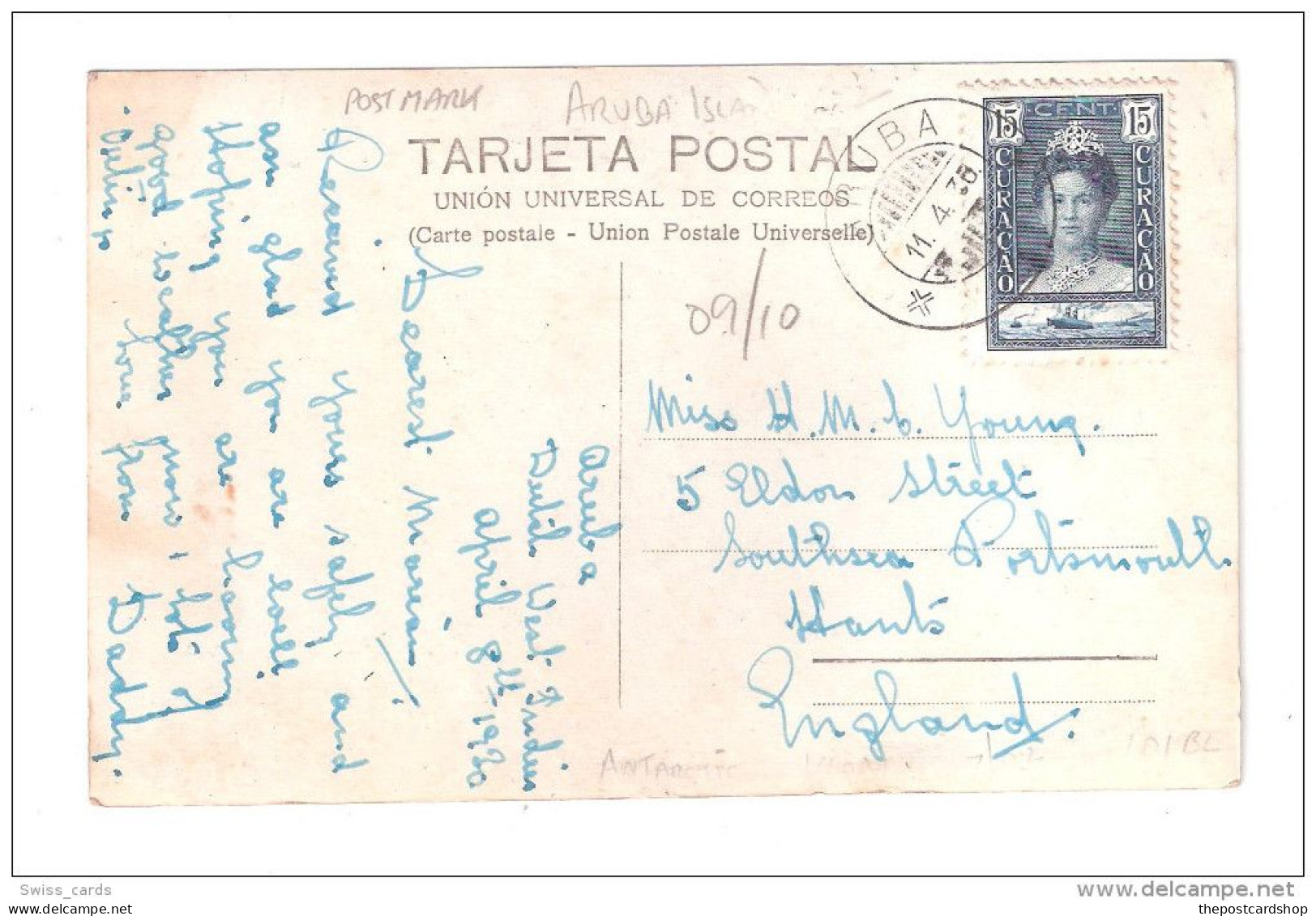 ARGENTINA LA PLATA TEATRO DEL LAGO & CURACAO STAMP ARUBA POSTMARK Used - Argentinien