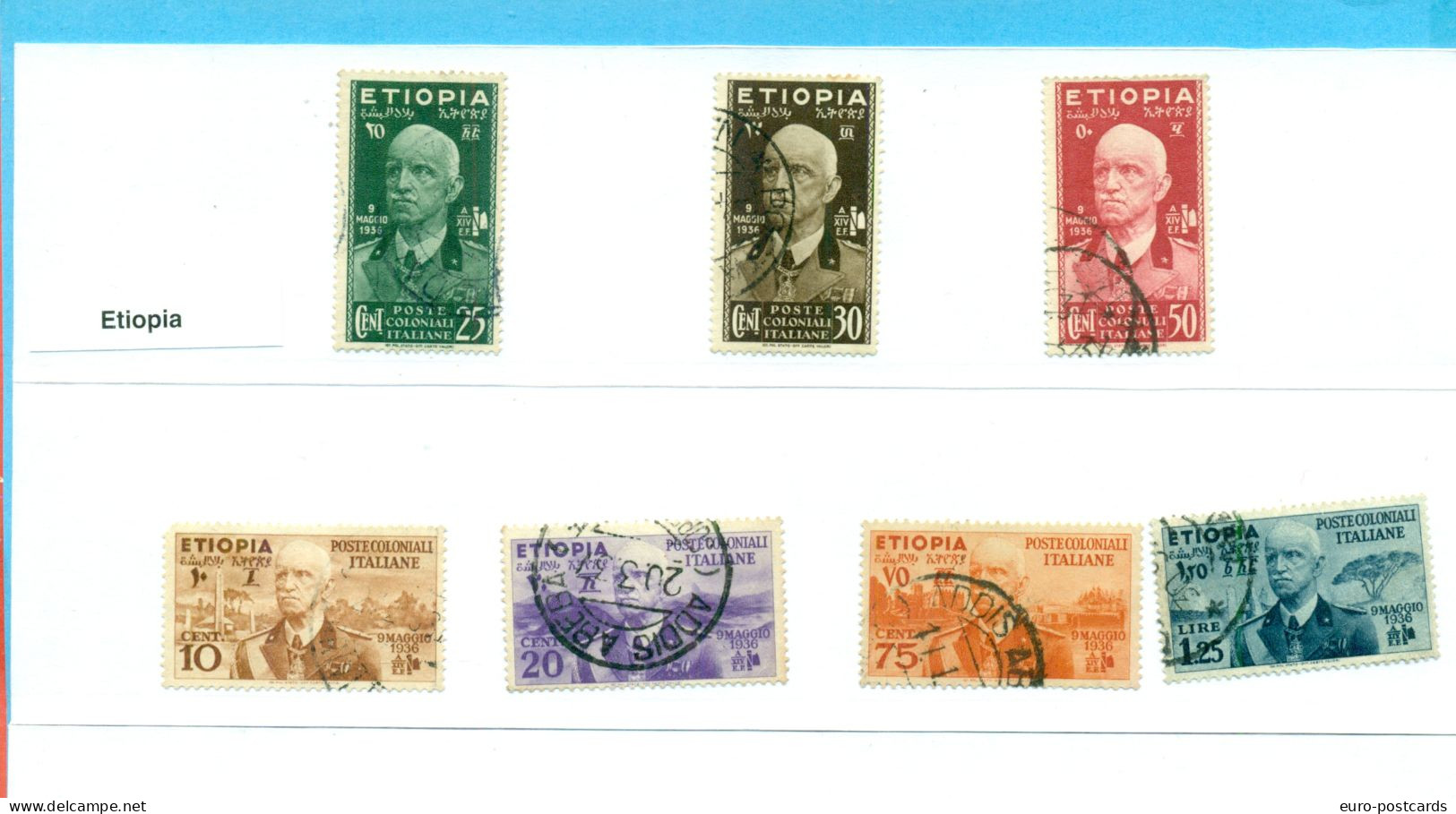 ETIOPIA-1936-SERIE EFFIGI V.E. 3°- 7 VAL.TIMBRATI-DISCRETA QUALITA' - Etiopia