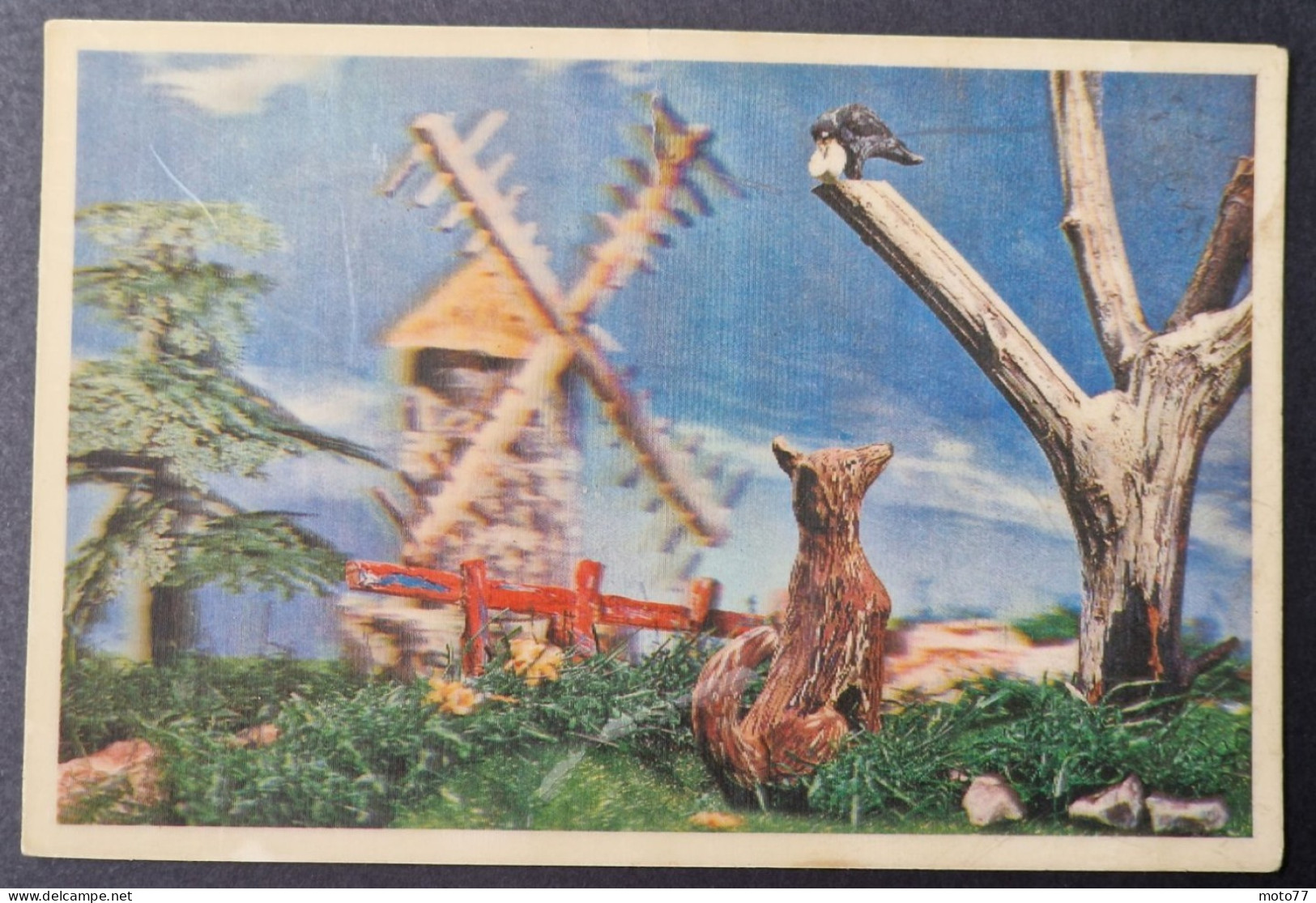 CPA Carte Postale Ancienne FANTAISIE En RELIEF - Fable De Jean De La Fontaine - Le Corbeau Et Le Renard - 1967 - A Systèmes