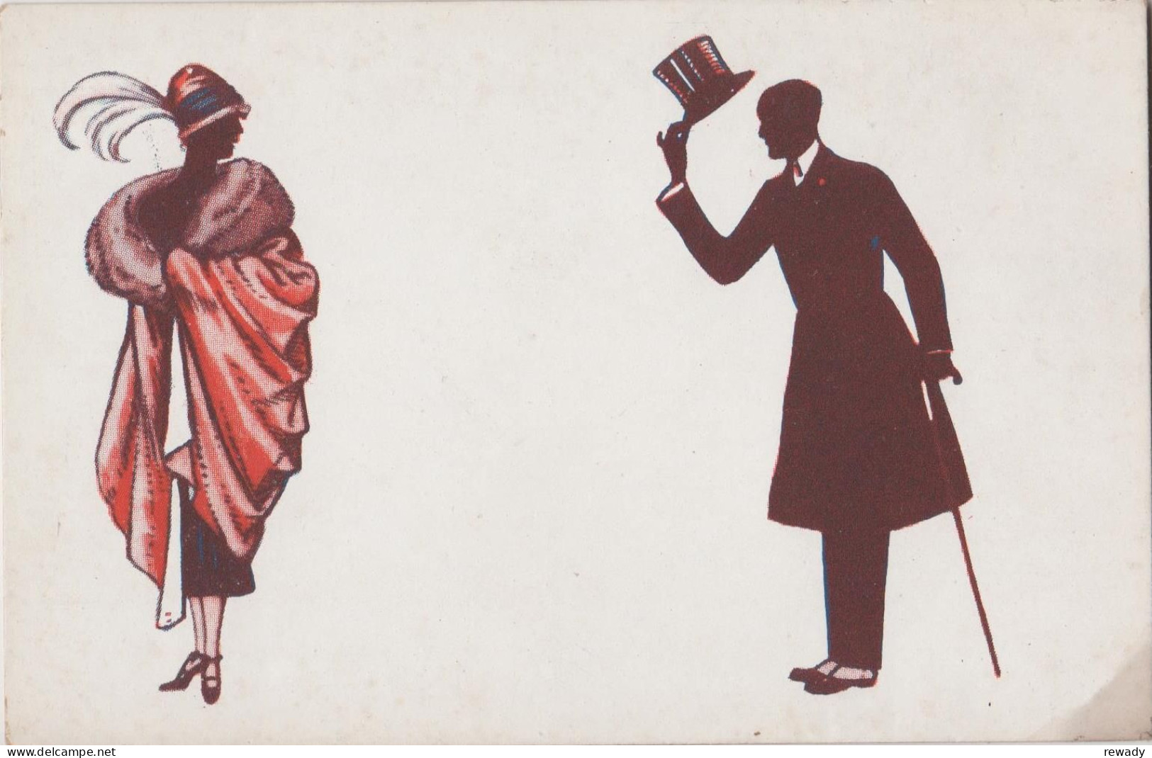 Romania - Lady With Hat And Gentleman With Job - Domn Si Doamna - Silhouettes - Illustrateur - Silhouettes