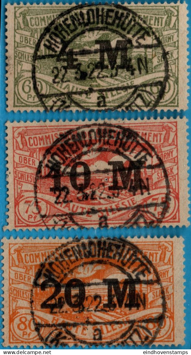 Oberschlesien Haute Silecie 1923 Overprints 3 Values Cancelled 2304.3003 - Autres & Non Classés