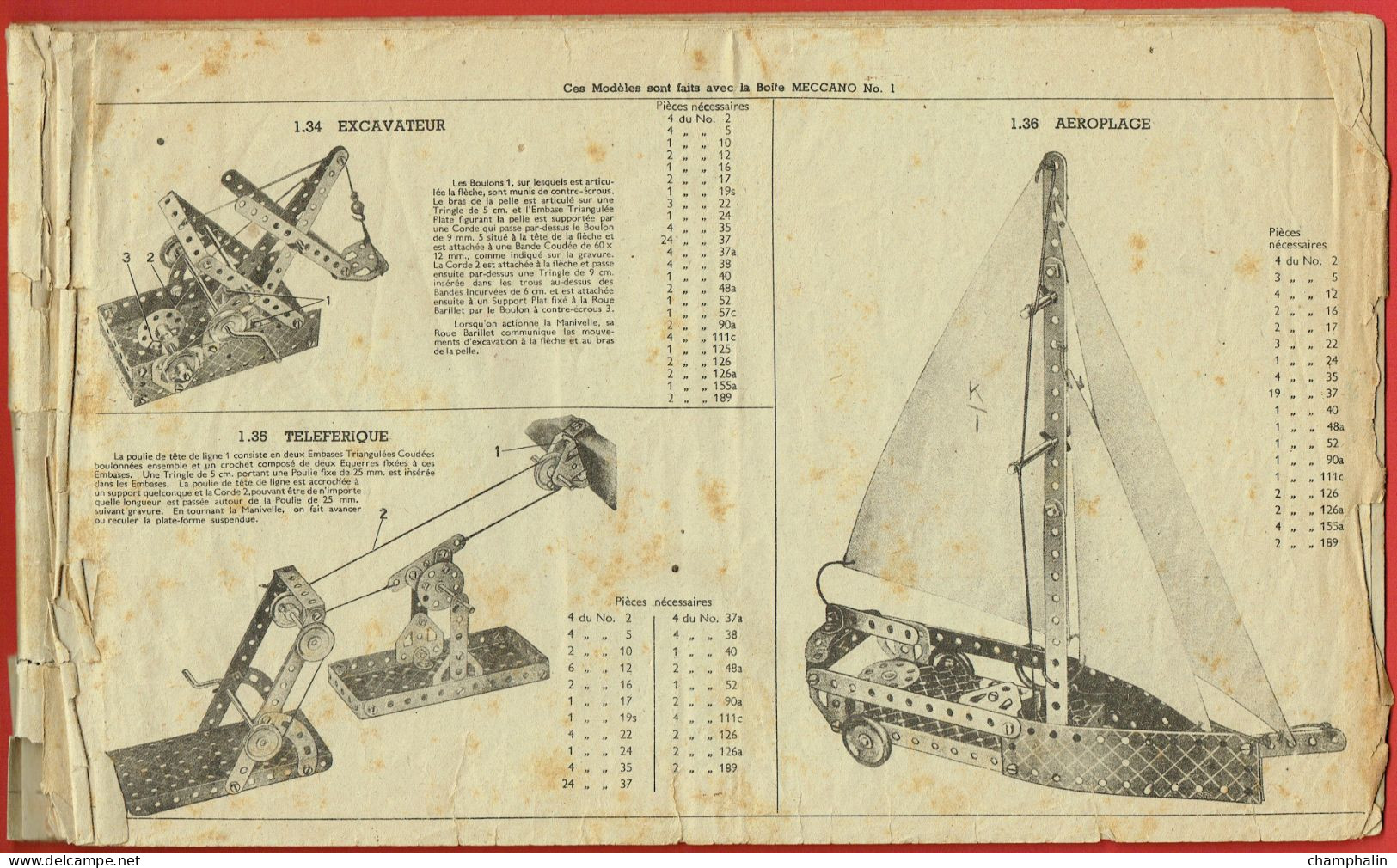 Meccano - Manuel D'instructions 2 - 1948 - Voir état - Meccano