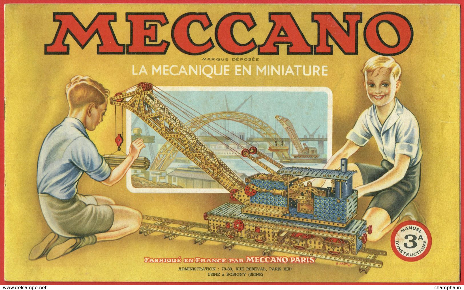 Meccano - Manuel D'instructions 3A - 1949 - Voir état - Meccano