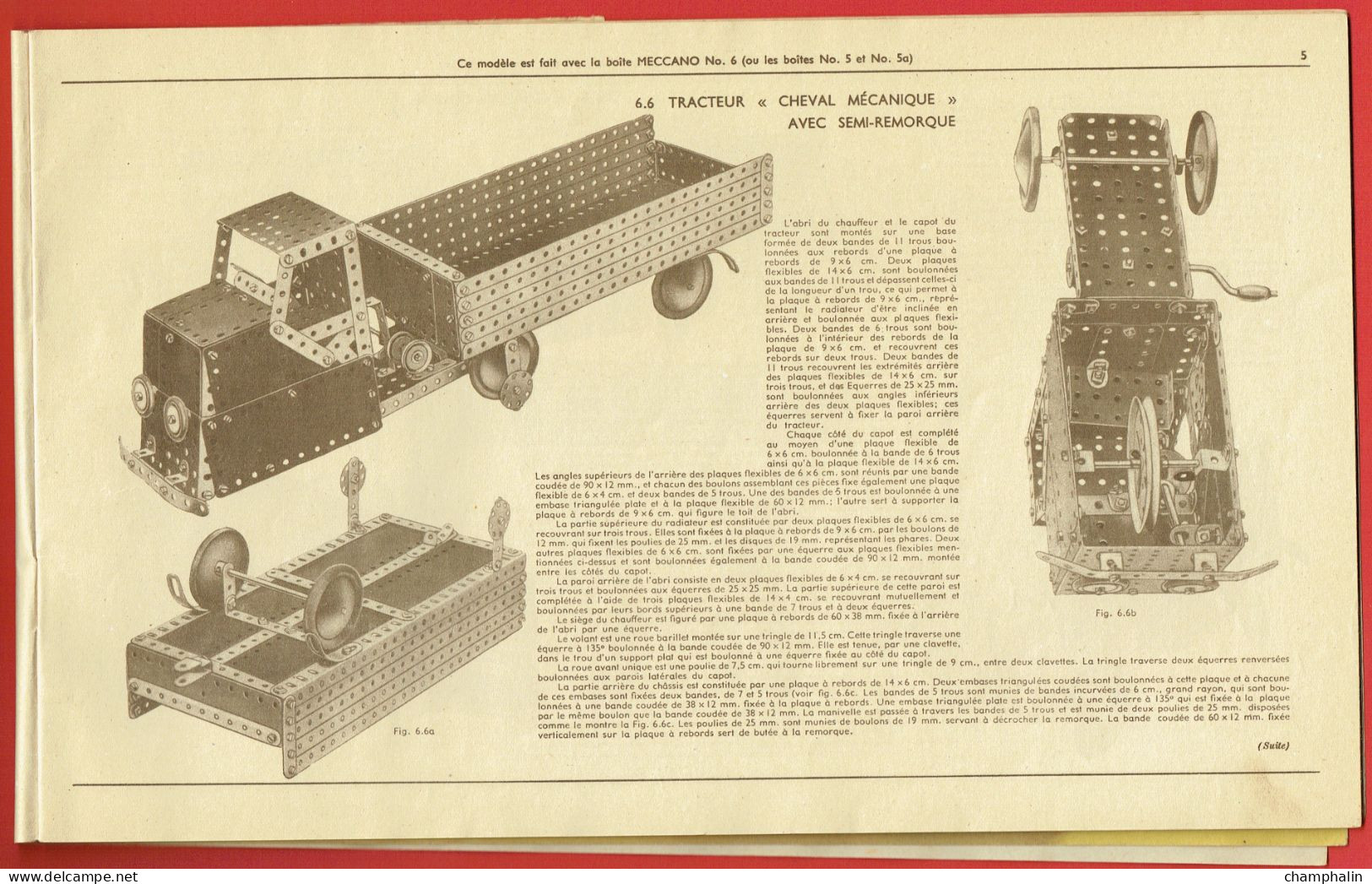 Meccano - Manuel D'instructions 5A - 1948 - Voir état - Meccano