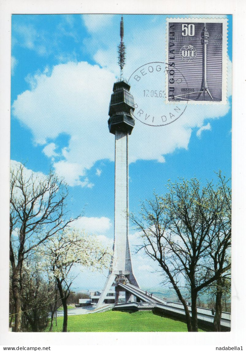 1962. YUGOSLAVIA,SERBIA,BELGRADE,MAXIMUM CARD,AVALA TV TOWER,DESTROYED BY NATO BOMBS IN 1999 - Maximumkarten