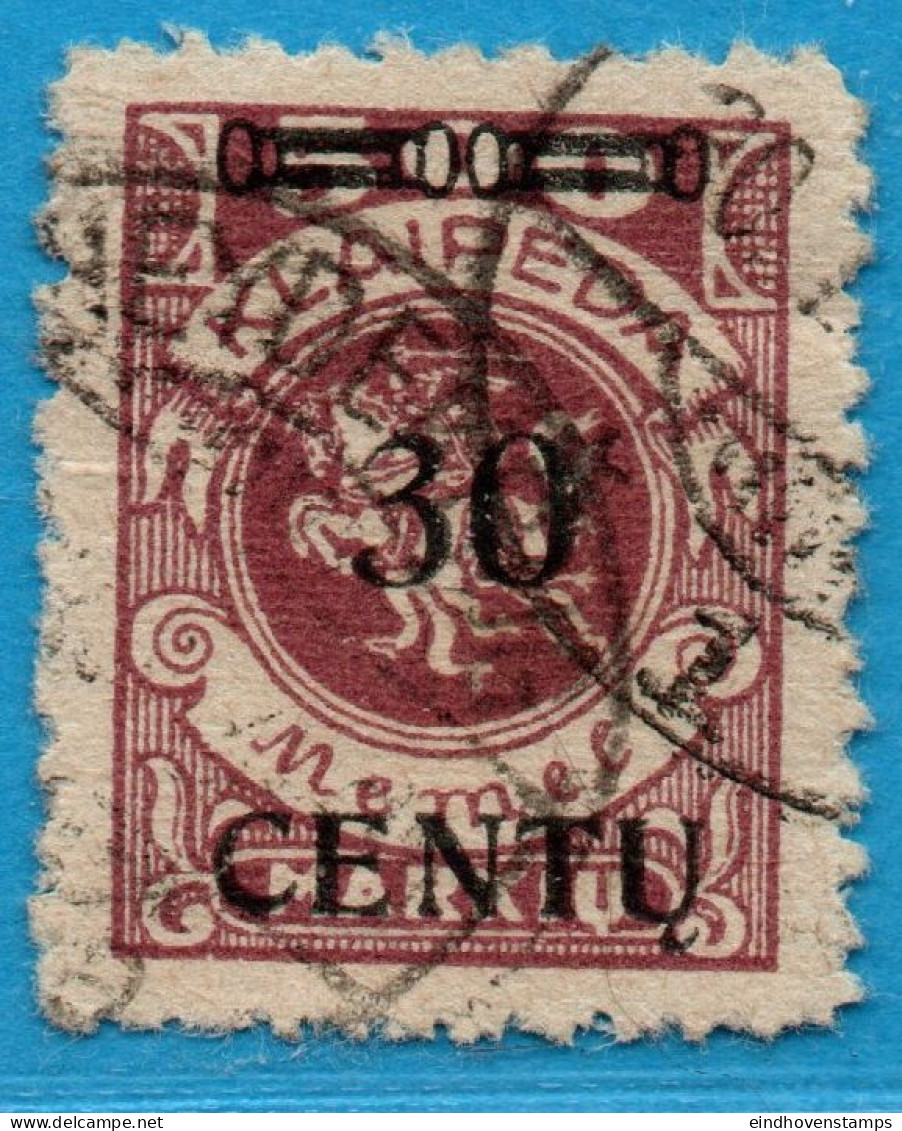 Memel 1923 30 C On 500 M Black Overprint 1 Value Cancelled 2304.3015 - Other & Unclassified