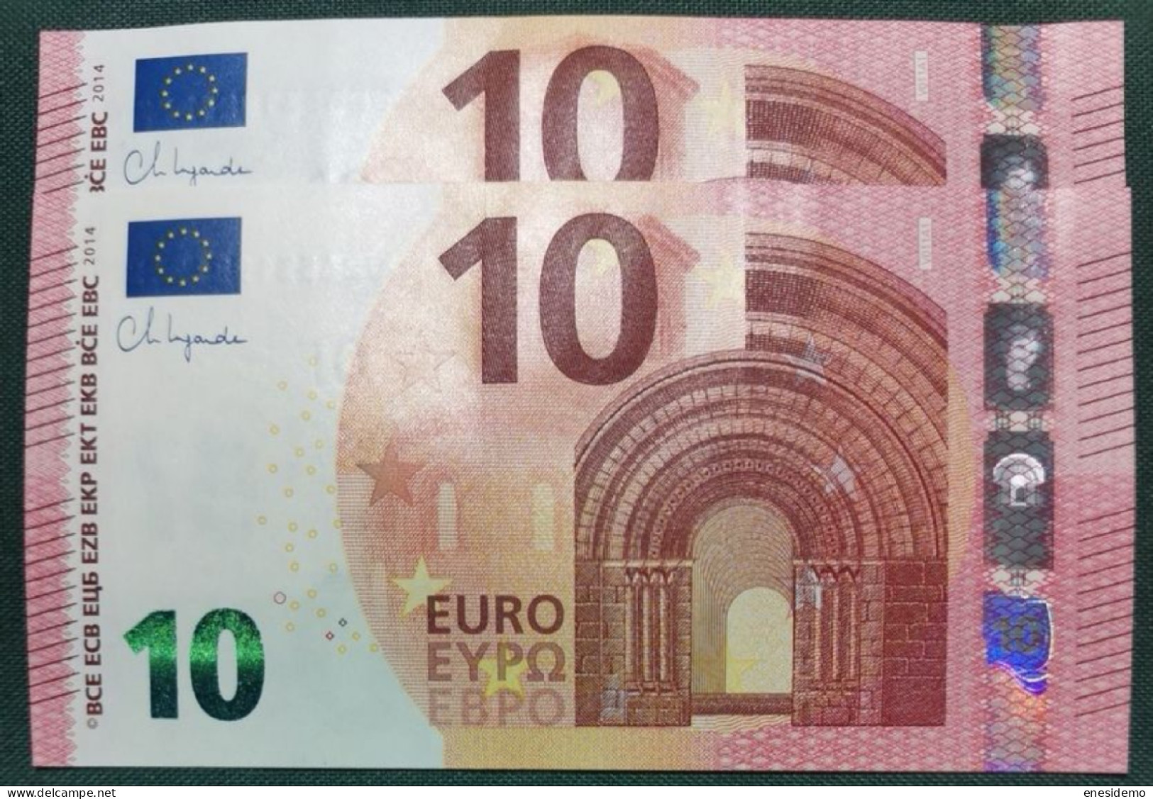 10 EURO SPAIN 2014 LAGARDE V011A1 VB CORRELATIVE COUPLE UNEVEN FIRST POSITION SC FDS UNCIRCULATED  PERFECT - 10 Euro