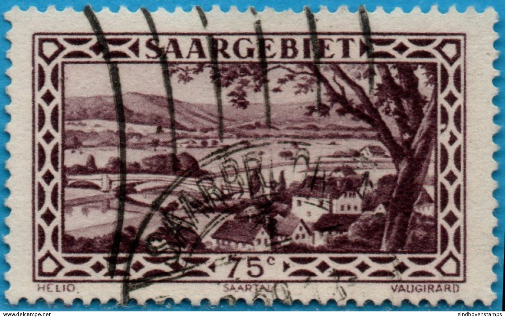 Saaegebiet Sarre 1926 75 C Plate Flaw White Point In Right Margin Mi 115.IV 1 Value Cancelled 2304.3020 - Autres & Non Classés