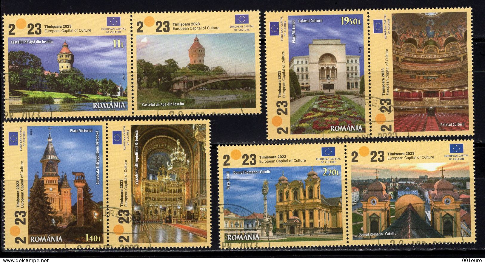 ROMANIA 2023 :TIMISOARA - EUROPEAN CULTURAL CAPITAL, 4 Used Stamps - Registered Shipping! - Oblitérés