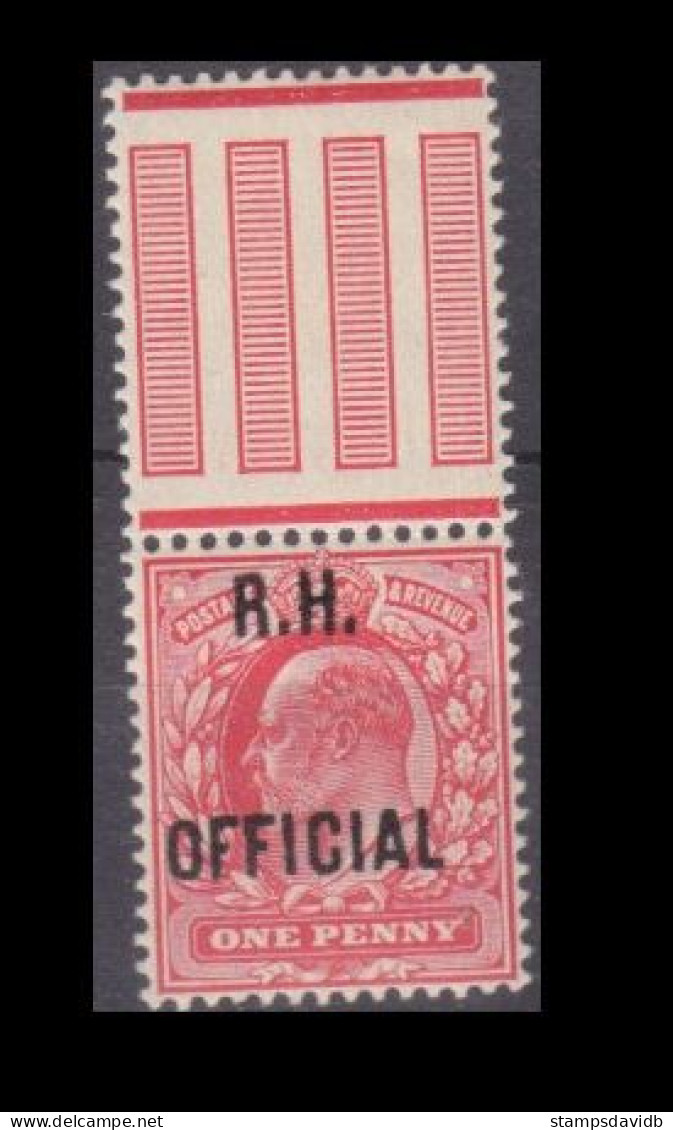 1902 Great Britain  D75 King Edward VII - Overprint - R.H.OFFICIAL 250,00 € - Ongebruikt