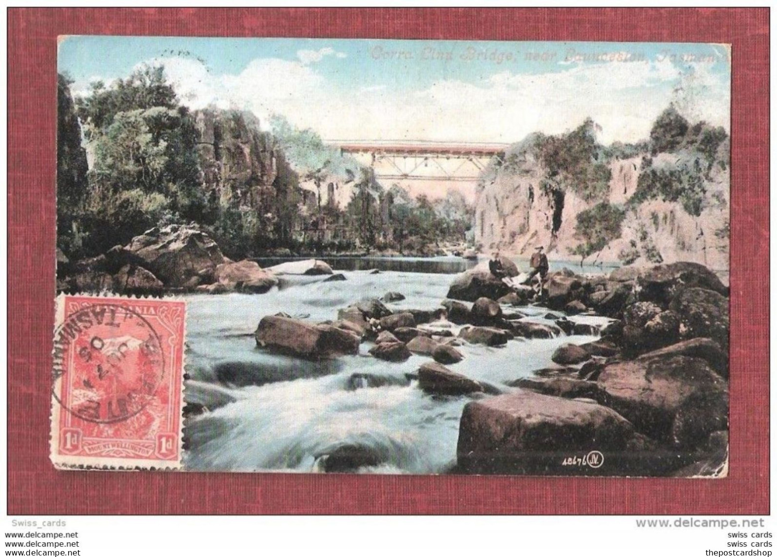 AUSTRALIA Tasmania CORRA LINN BRIDGE Nr LAUNCESTON STAMP TO FRONT & TO BACK 2 STAMPS BURNIE TASMANIA POSTMARK 1905 - Lauceston