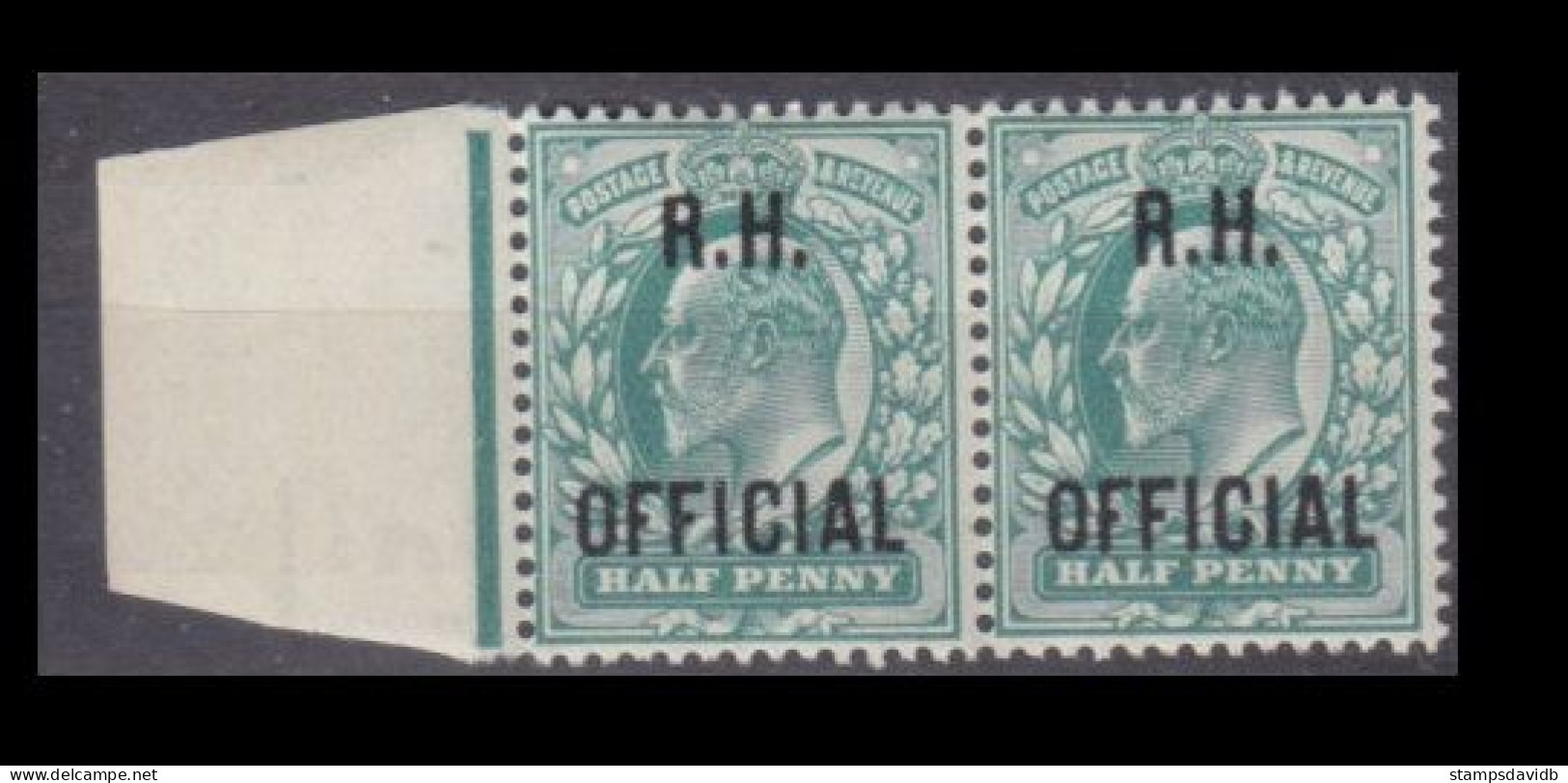 1902 Great Britain  D74Paar King Edward VII - Overprint - R.H.OFFICIAL 600,00 € - Ongebruikt