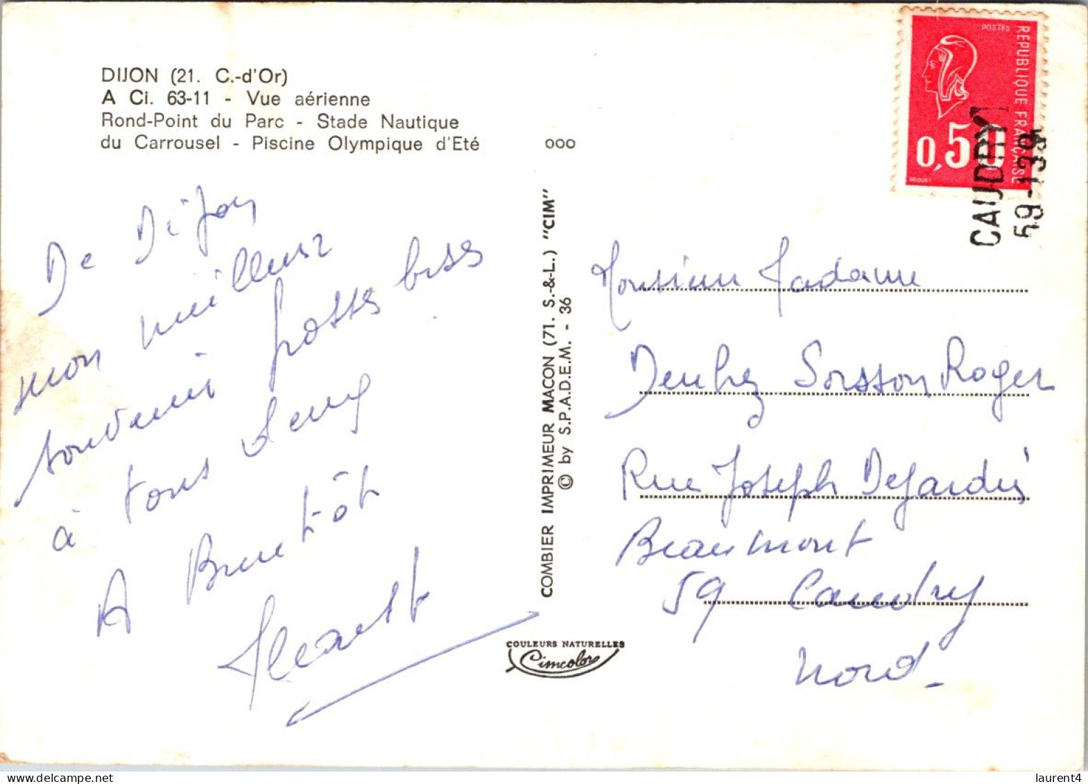 (3 Q 4) France - Ville De Dijon Et Stade Nautique Et Psicine D'été (swimming Pools) Special Arrival Postmark - Swimming