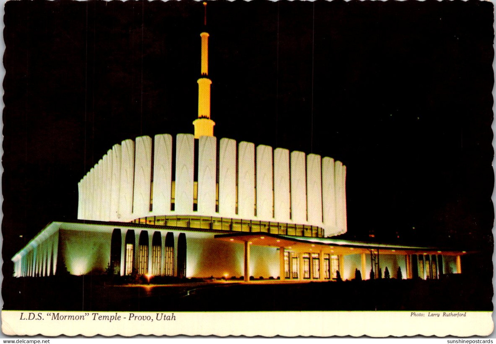 Utah Provo Mormon Temple Night View 1973 - Provo