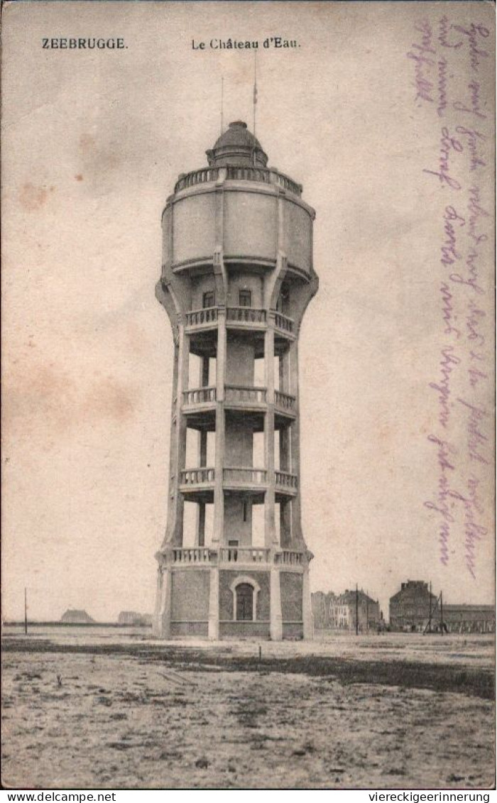 ! Zeebrugge, Le Chateau Des Eaux, Wasserturm, 1915, Feldpost, Mecklenburg, 1. Weltkrieg - Zeebrugge