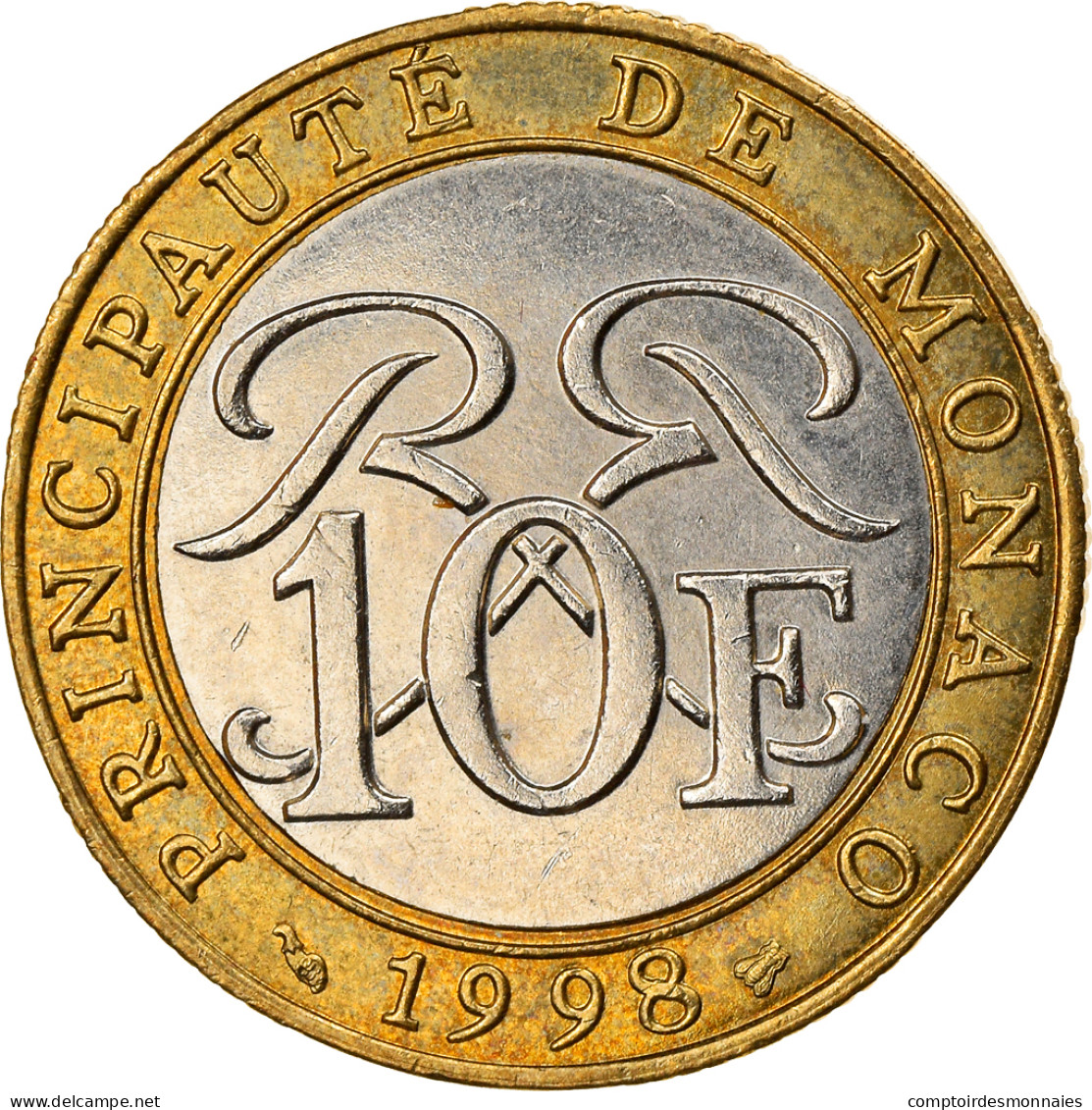 Monnaie, Monaco, Rainier III, 10 Francs, 1998, TTB, Bi-Metallic, Gadoury:MC160 - 1960-2001 Nouveaux Francs