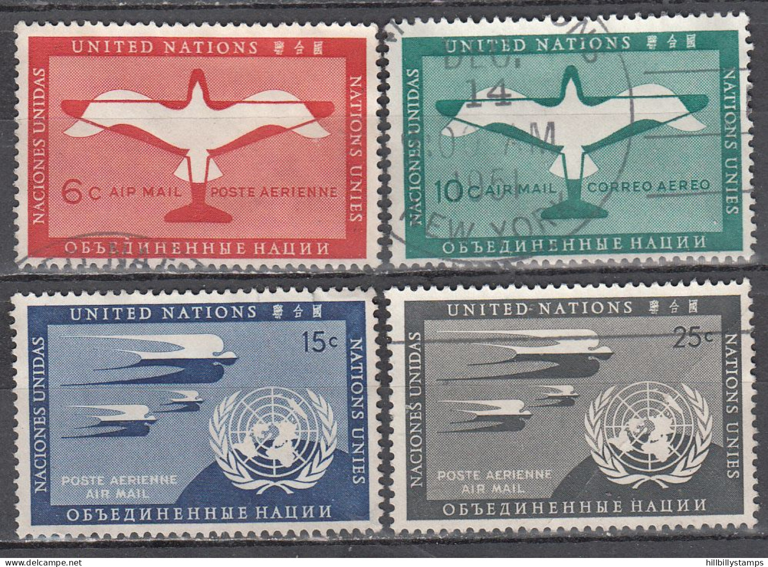 UNITED NATIONS   SCOTT NO C1-4  USED   YEAR  1951 - Posta Aerea