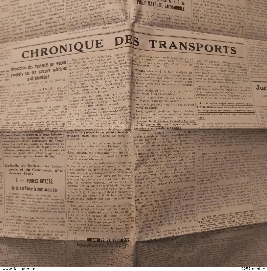 Rare  Documentation Construction et plan à 5 ans des Camions Français sur bulletin des Meuniers  n: 41 de Janvier 1946